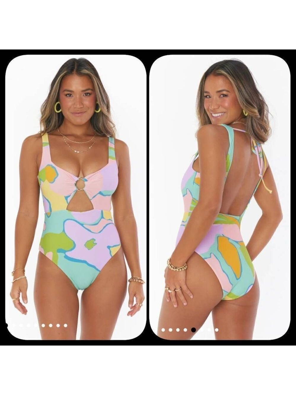 NWOT Show Me Your MuMu Summer Reversible One Piece Swimsuit Pink Blue S